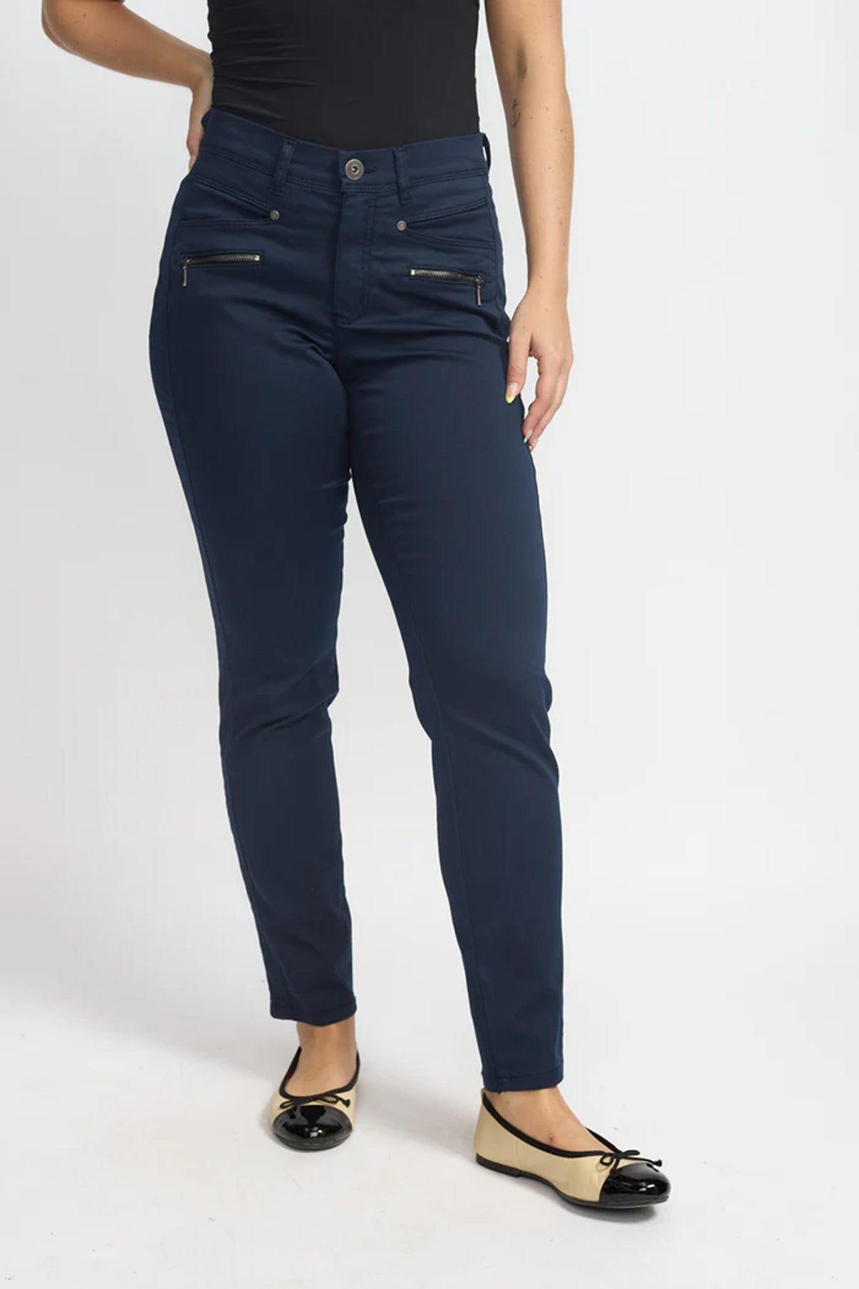 Rany - Strækbare bukser med høj talje og 7/8 længde