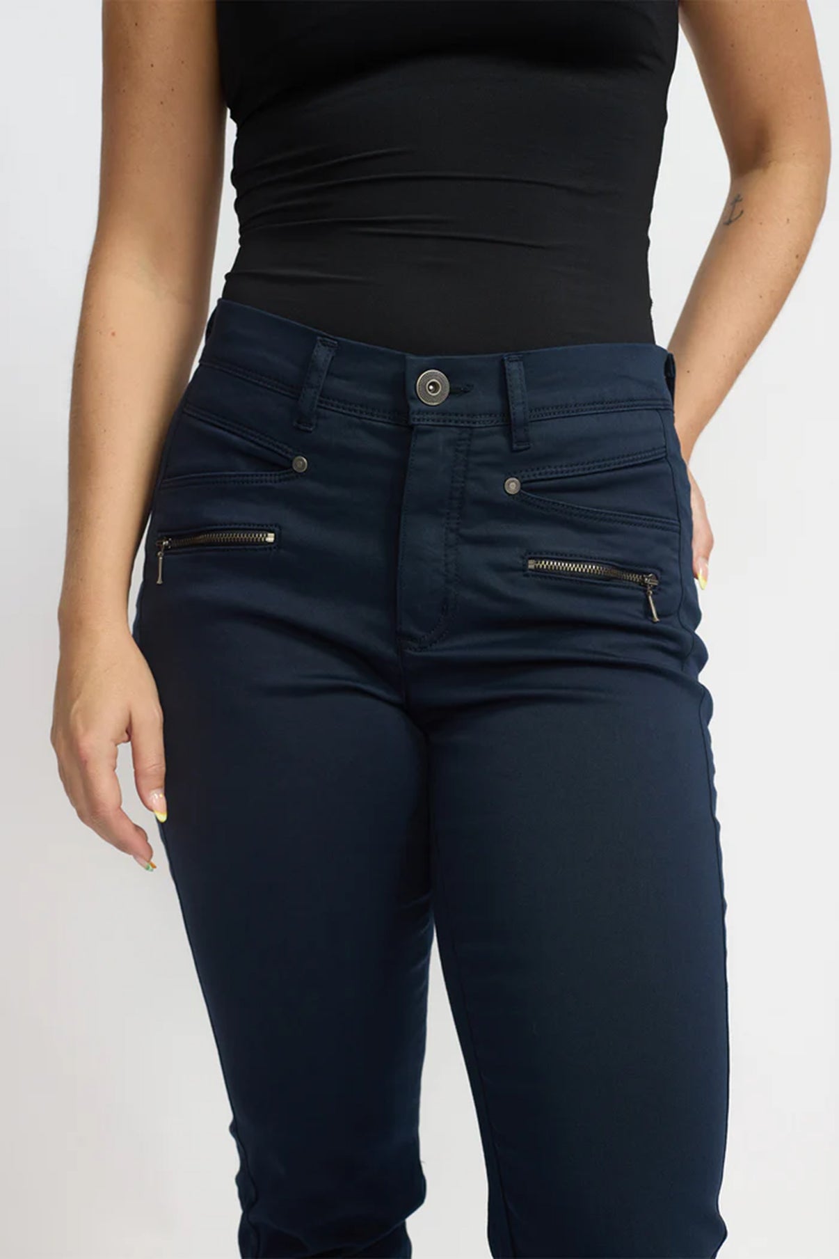 Rany - Strækbare bukser med høj talje og 7/8 længde