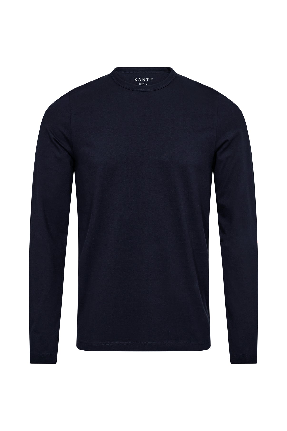 Langærmet sort bomulds t-shirt med rund hals og enkel pasform.