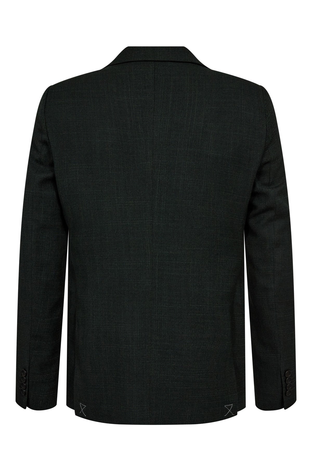 Sort uldblandet blazer med klassisk snit og lange ærmer set bagfra.