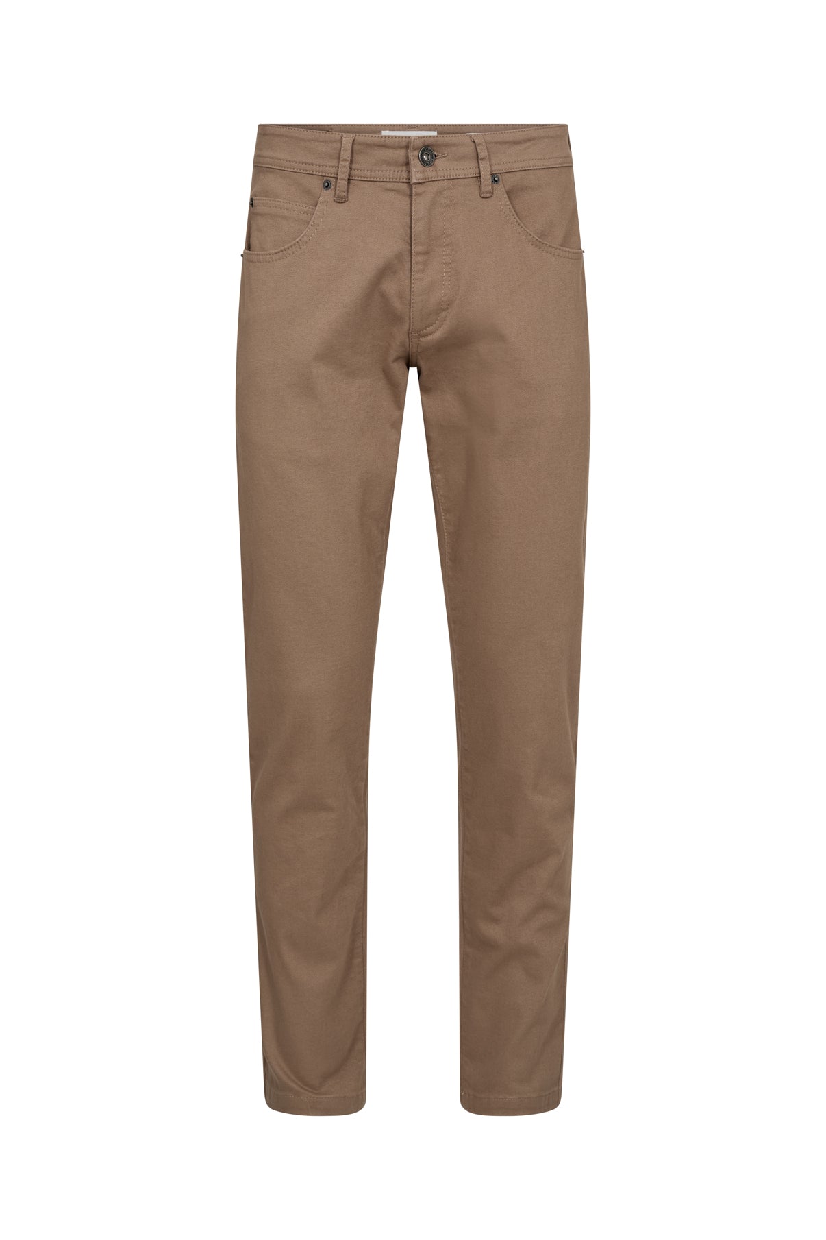 Mellembrune jeans med regular fit og stræk, klassisk design med lommer og bæltestropper.