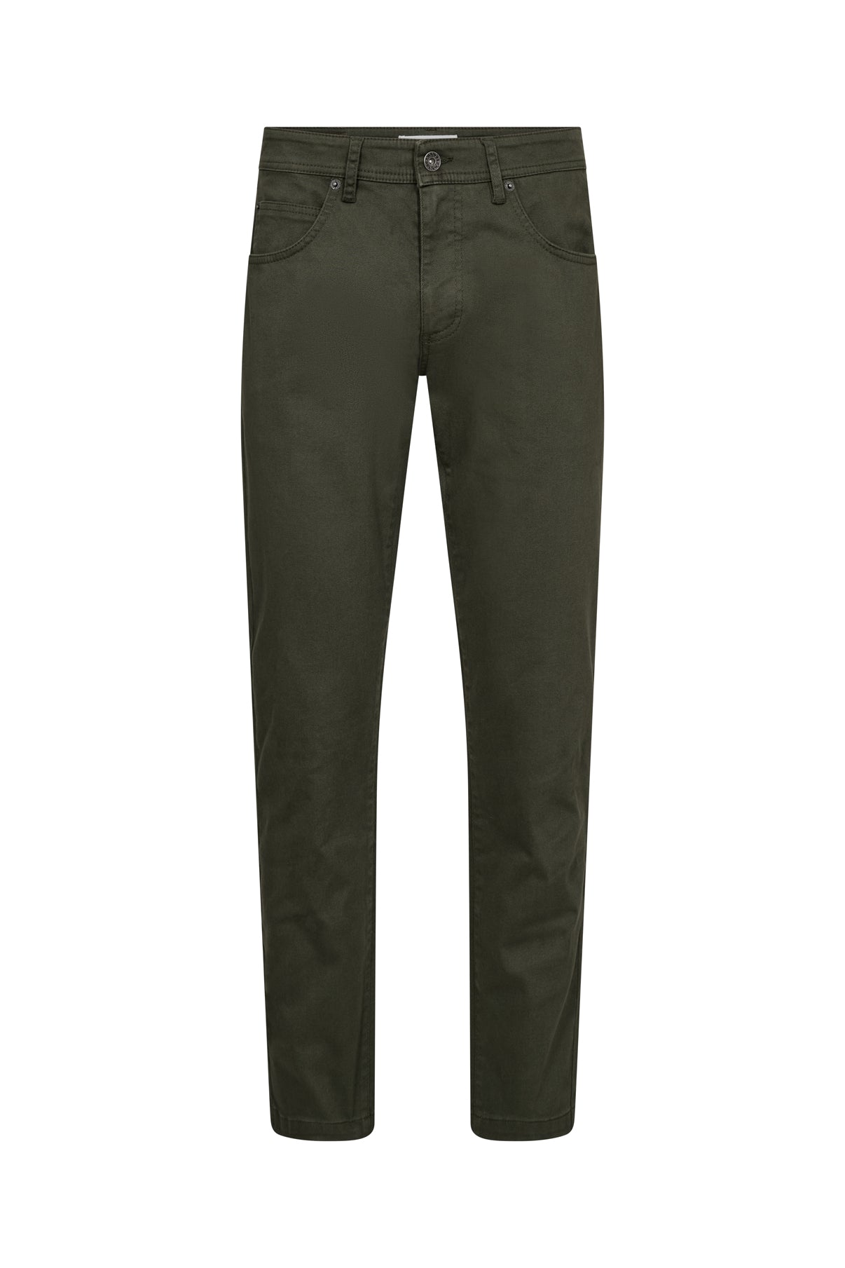 Mørkegrønne klassiske regular fit jeans med lommer og bæltestropper.
