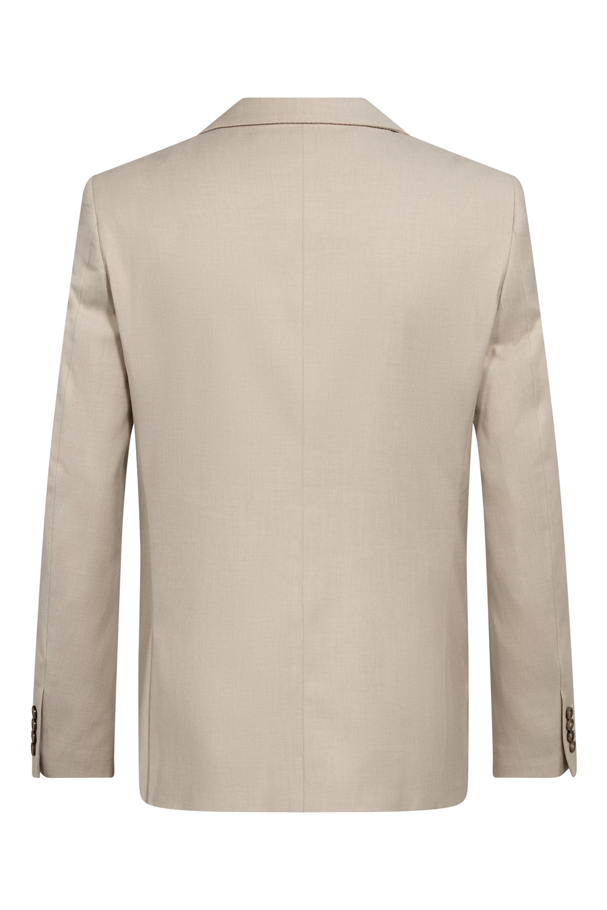 Klassisk beige blazer i Cornstalk med enkel, glat ryg og lange ærmer.