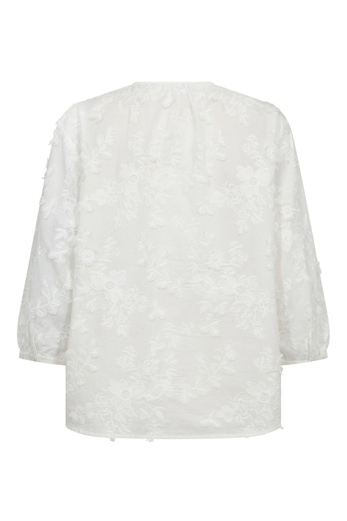 Via - Bluse med broderi og trekvartærmer