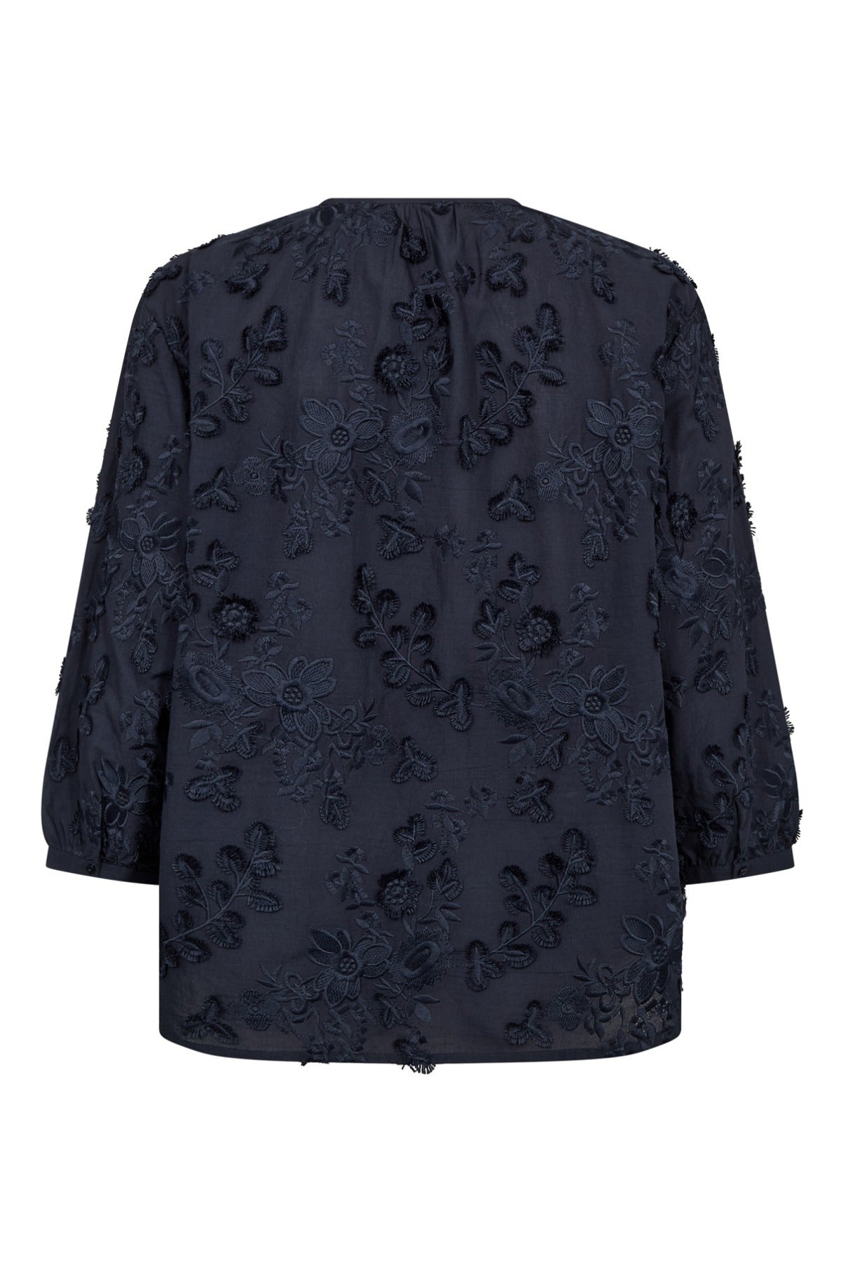 Via - Bluse med broderi og trekvartærmer