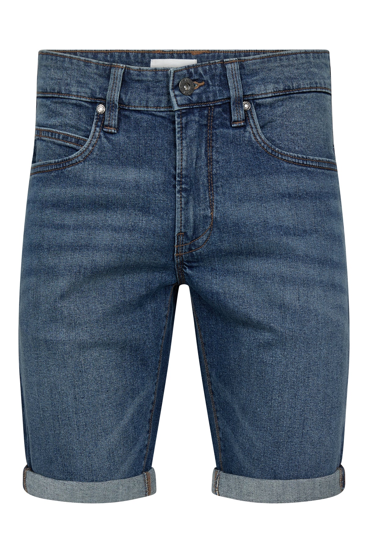Blå denimshorts med optrukket kant og klassisk fem-lomme design i komfortabel kvalitet.