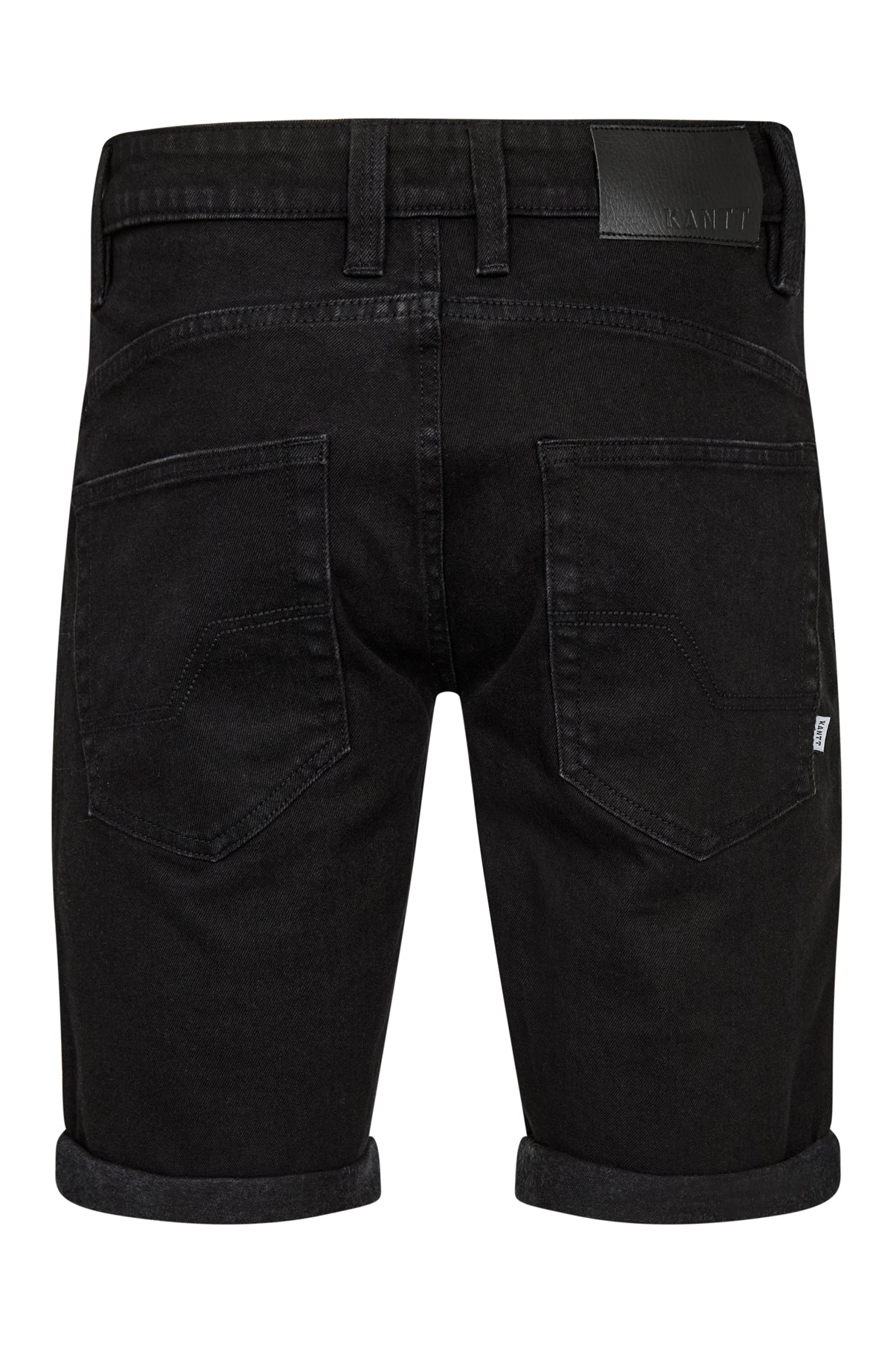 Ultrablå denimshorts i komfortabelt fit med opkremmede ben og baglommer.