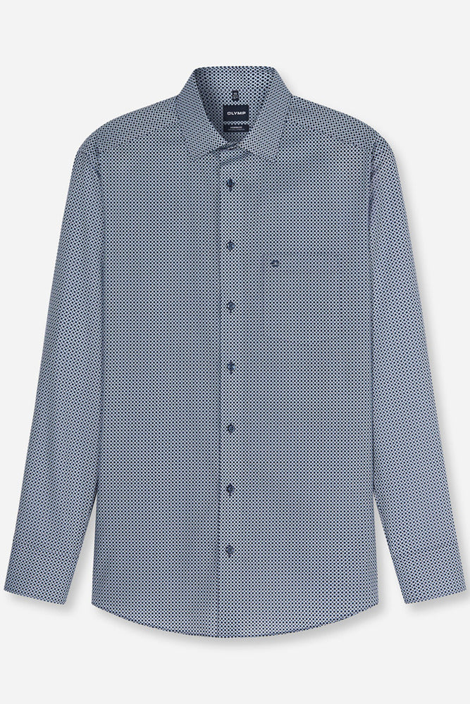 Langærmet bomuldsskjorte med mønsterprint i modern fit