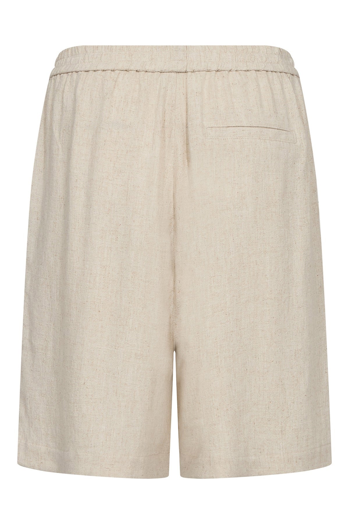 Beige shorts i let linnedblanding med elastisk talje og baglomme.