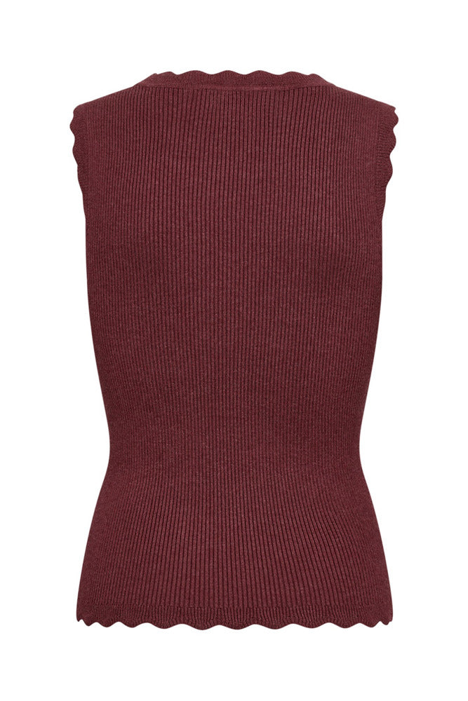 Kaja - Ribstrikket vest med muslingekant