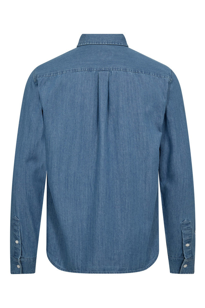 Emil - Denimskjorte med klassisk krave og brystlomme