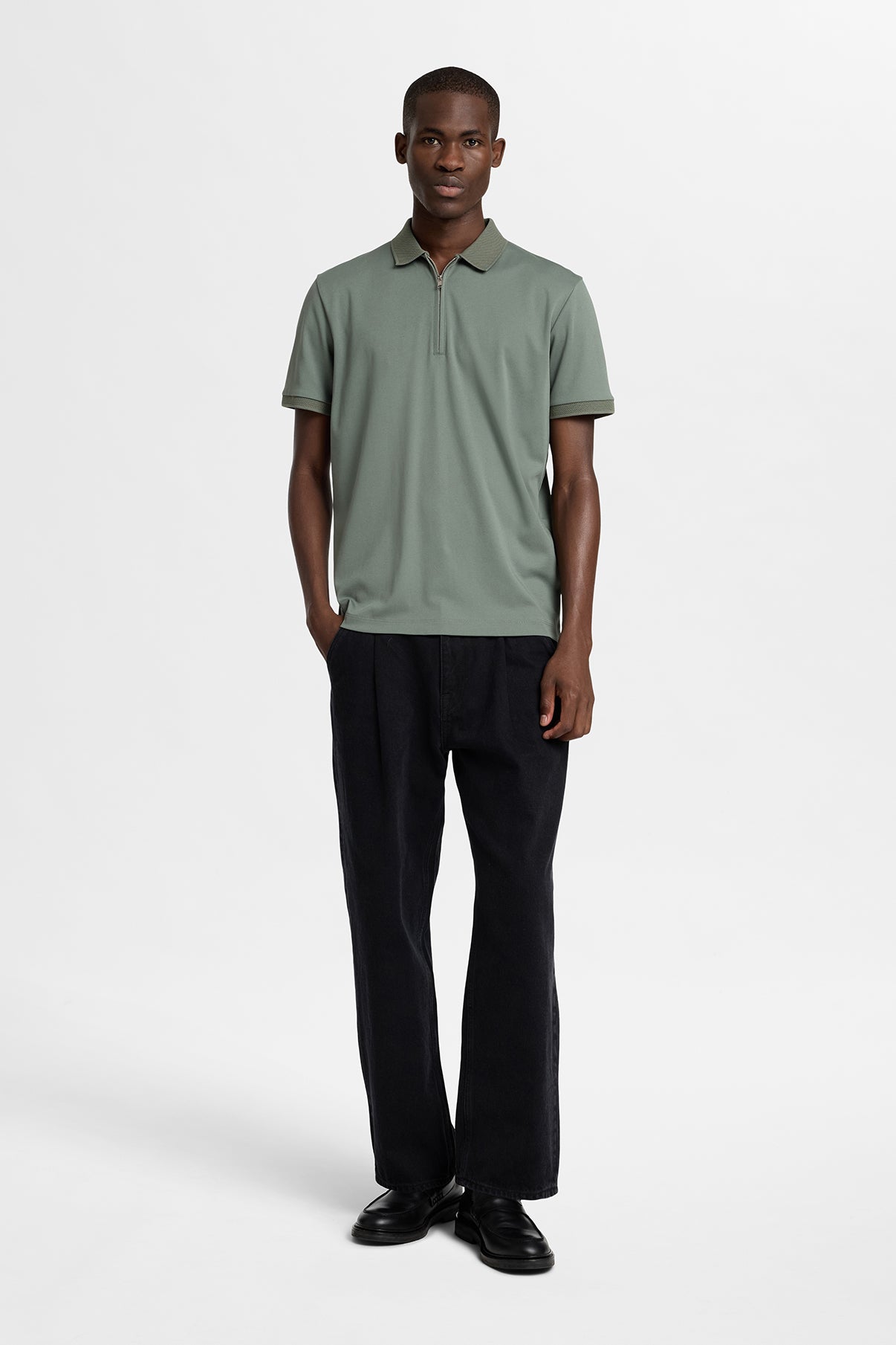 SELECTED HOMME SLHFAVE ZIP SS POLO NOOS