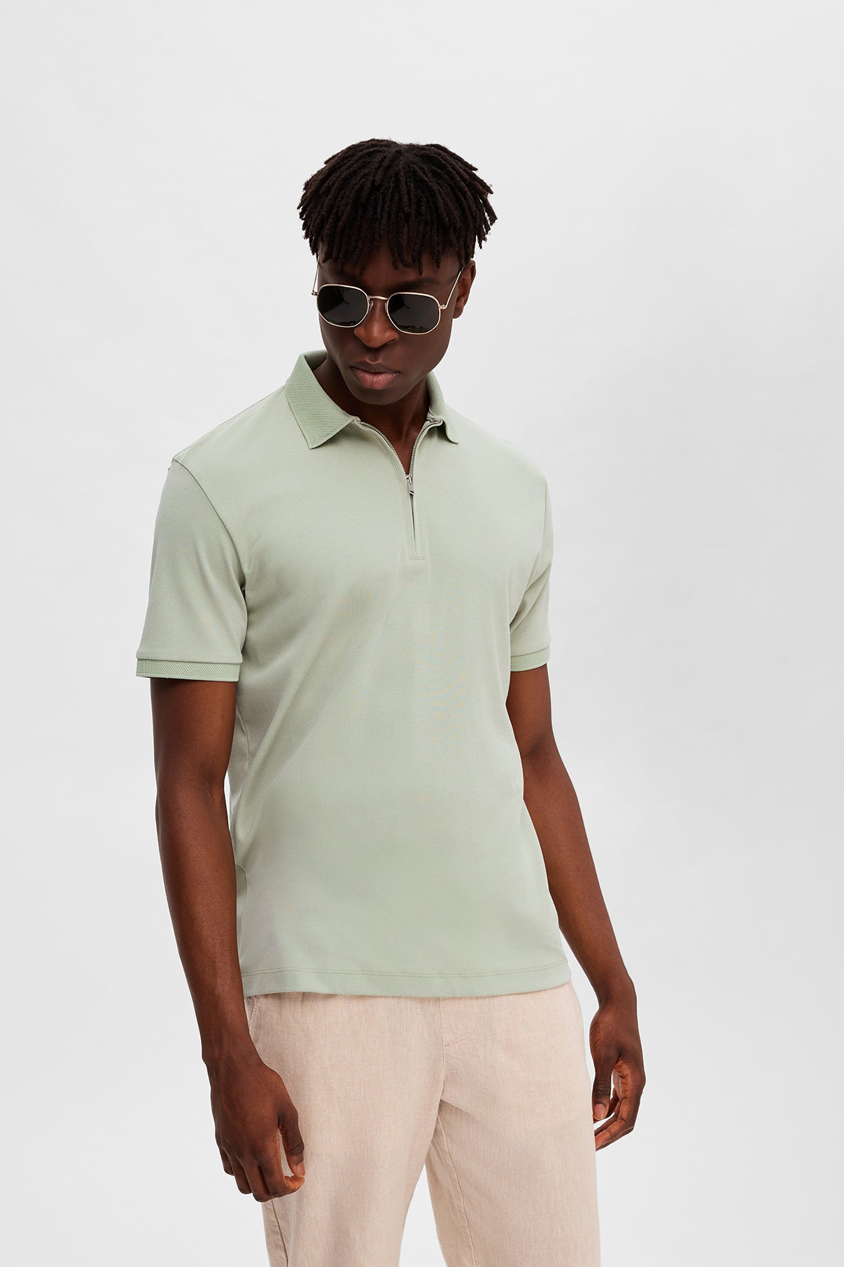 SELECTED HOMME SLHFAVE ZIP SS POLO NOOS