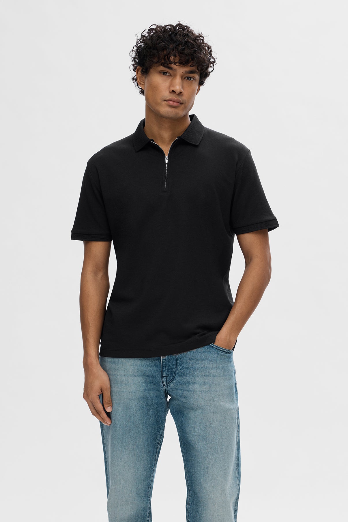 SELECTED HOMME SLHFAVE ZIP SS POLO NOOS