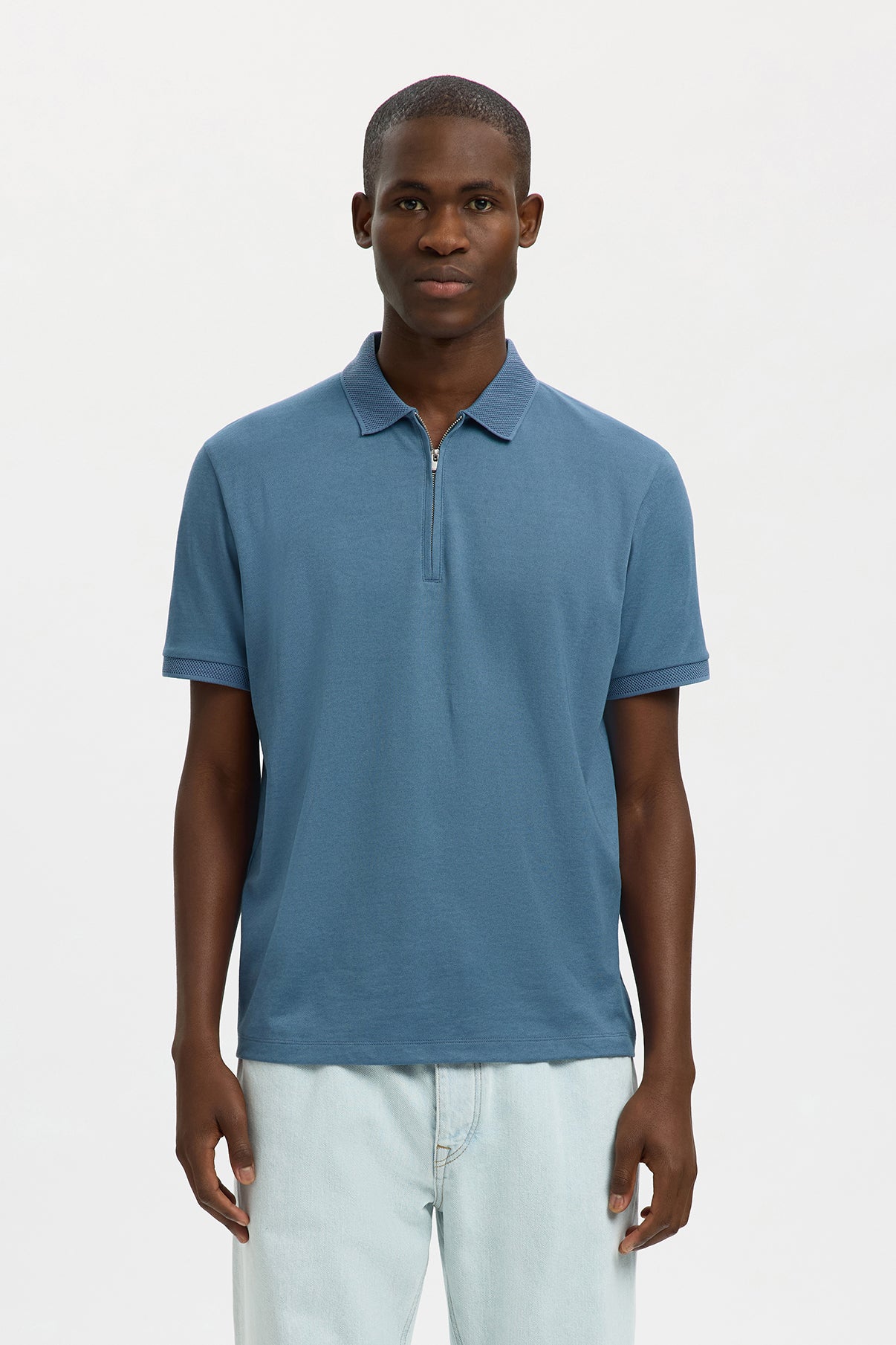 SELECTED HOMME SLHFAVE ZIP SS POLO NOOS