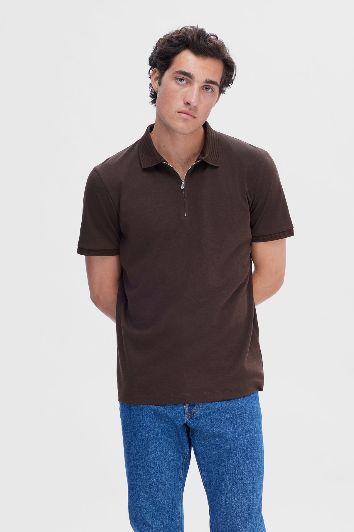 SELECTED HOMME SLHFAVE ZIP SS POLO NOOS