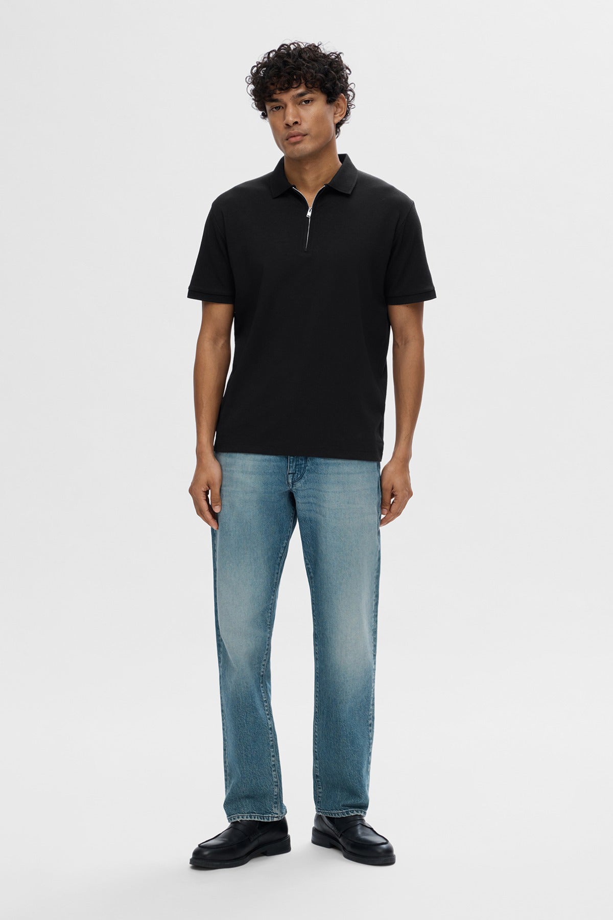 SELECTED HOMME SLHFAVE ZIP SS POLO NOOS