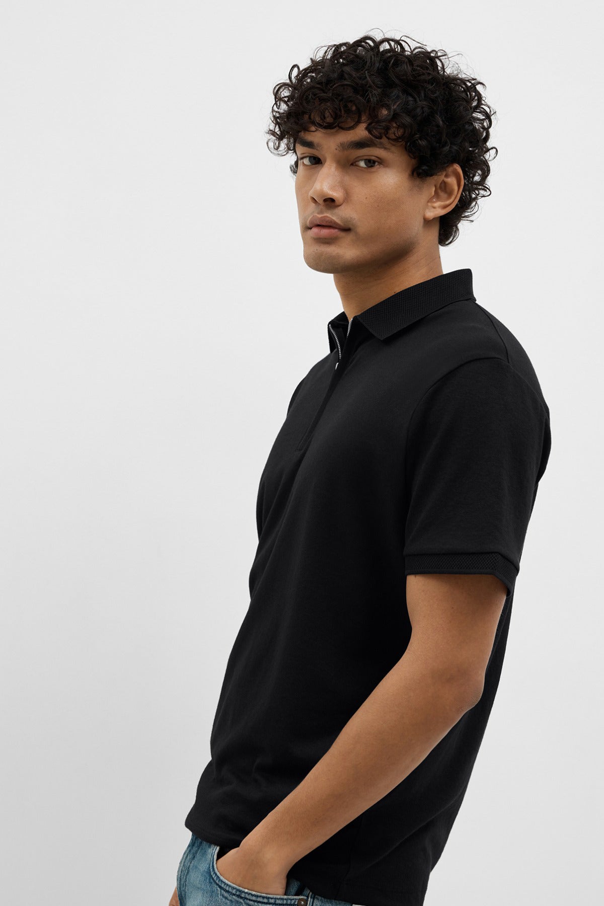 SELECTED HOMME SLHFAVE ZIP SS POLO NOOS