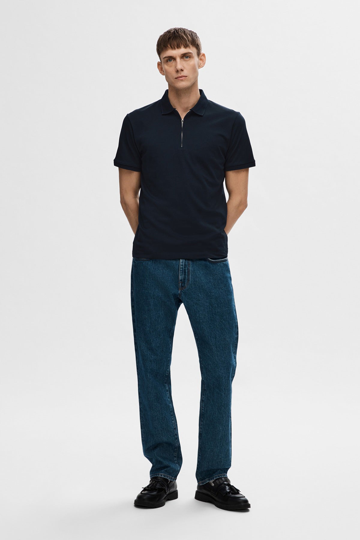 SELECTED HOMME SLHFAVE ZIP SS POLO NOOS