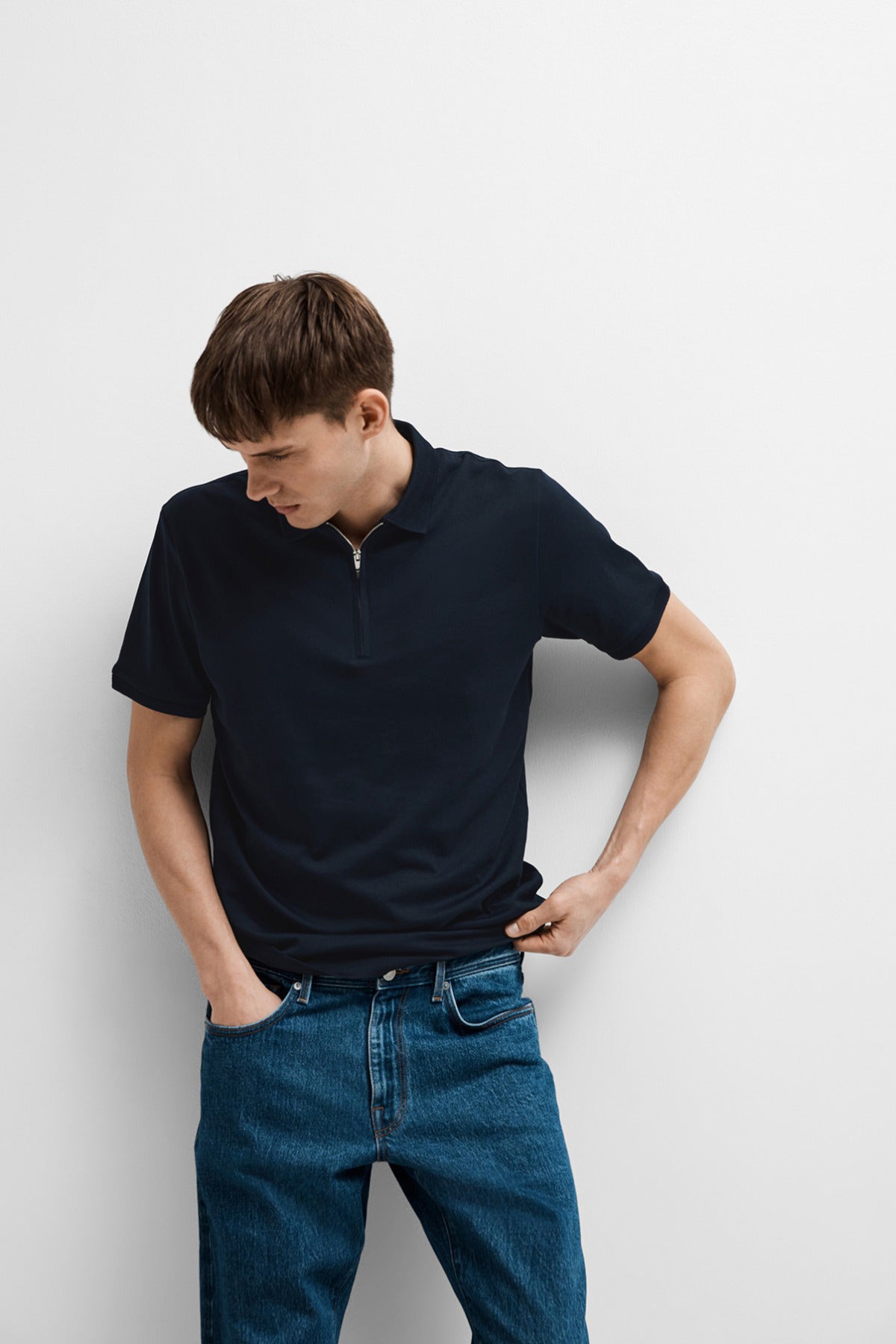 SELECTED HOMME SLHFAVE ZIP SS POLO NOOS