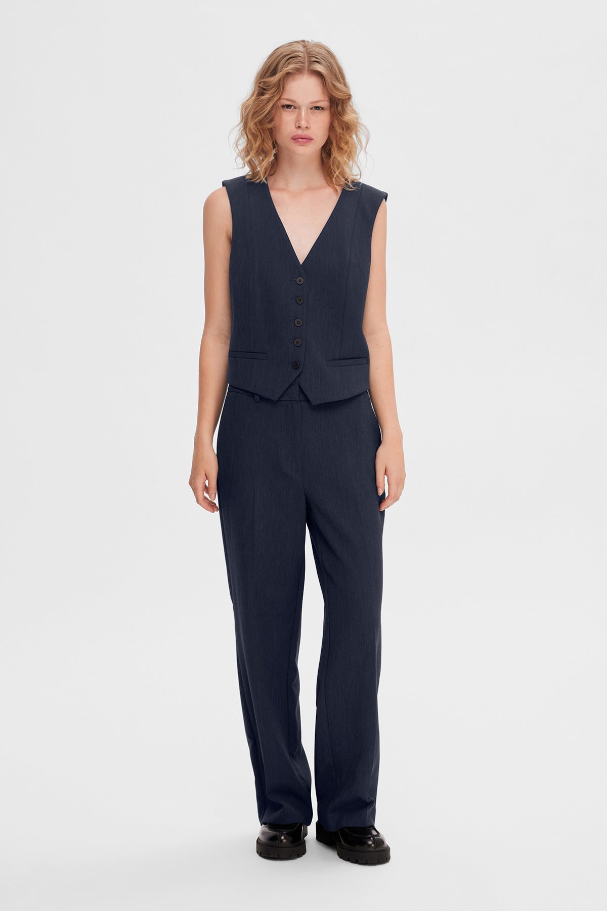 SELECTED FEMME SLFRITA MW WIDE PANT DARK SAP MEL NOOS