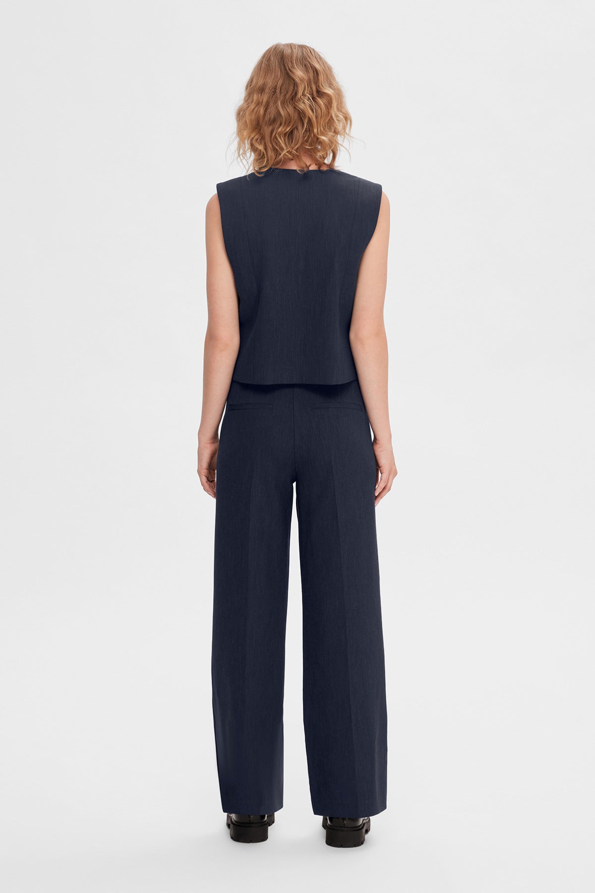 SELECTED FEMME SLFRITA MW WIDE PANT DARK SAP MEL NOOS