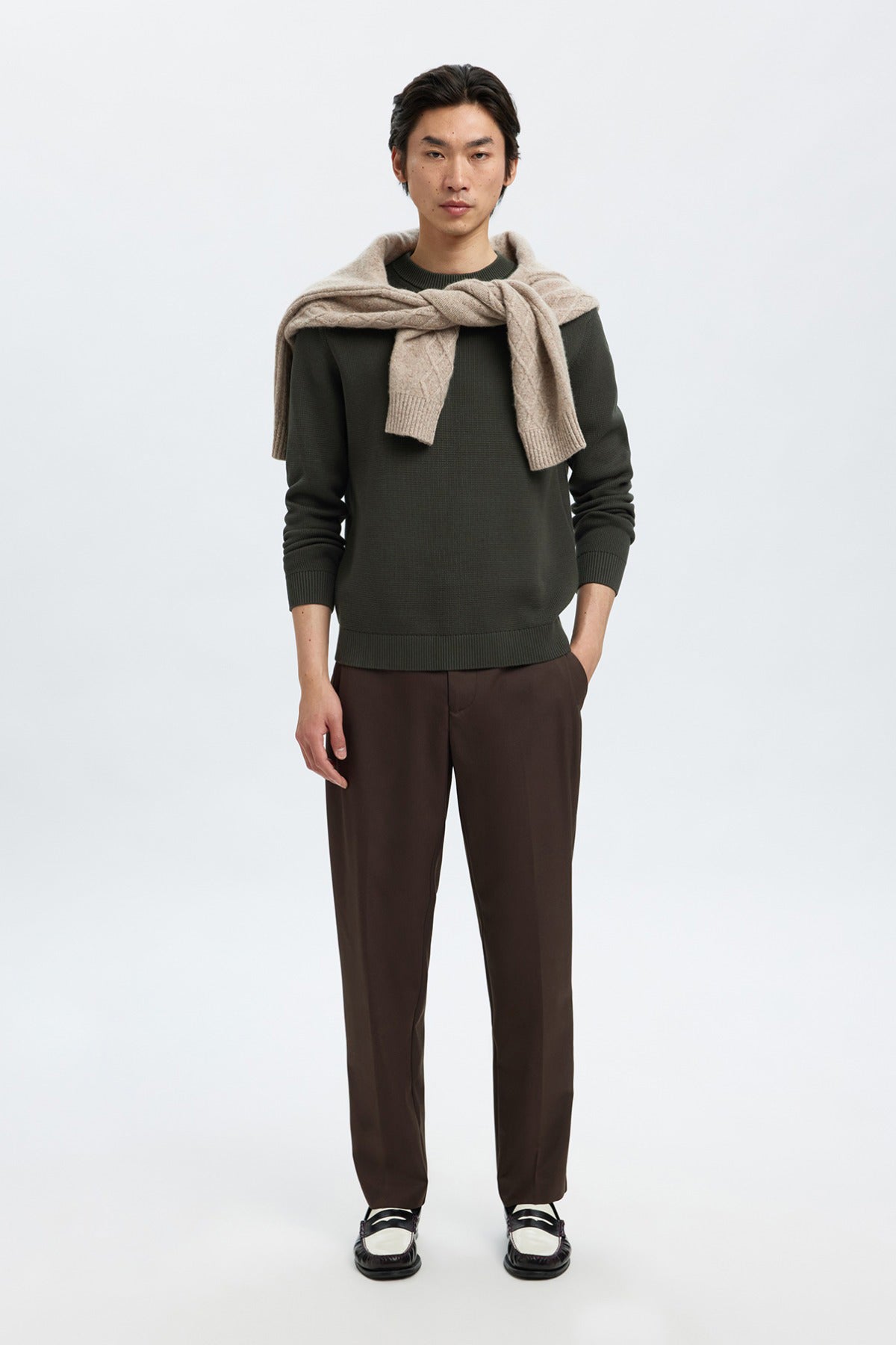 SELECTED HOMME SLHDANE LS KNIT STRUCTURE CREW NECK NOOS