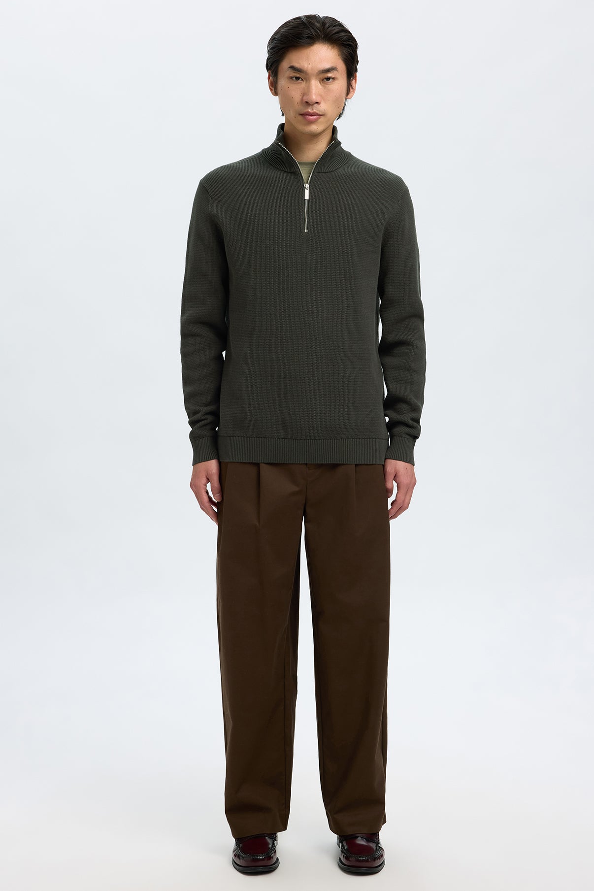 SELECTED HOMME SLHDANE LS KNIT STRUCTURE HALF ZIP NOOS