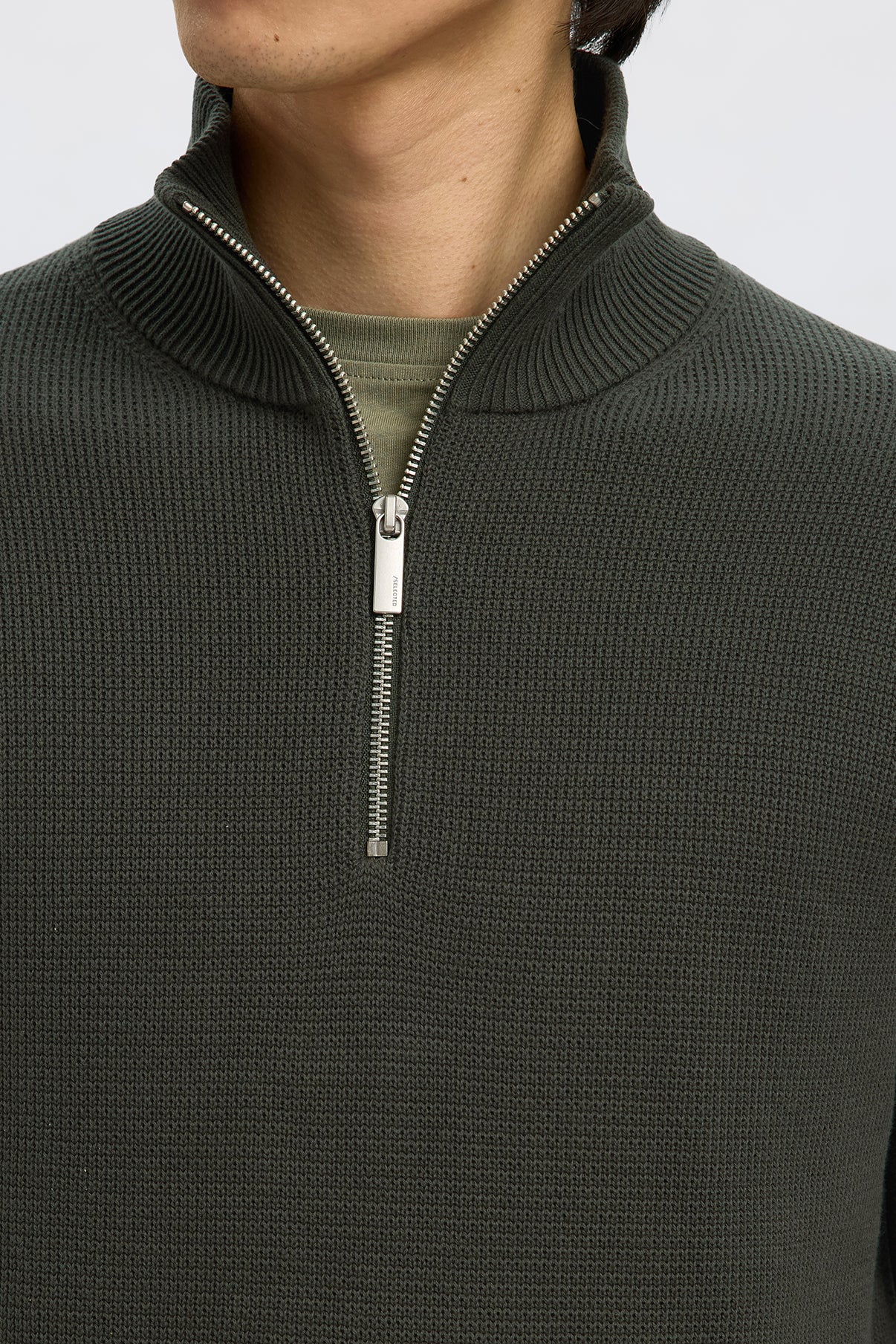 SELECTED HOMME SLHDANE LS KNIT STRUCTURE HALF ZIP NOOS