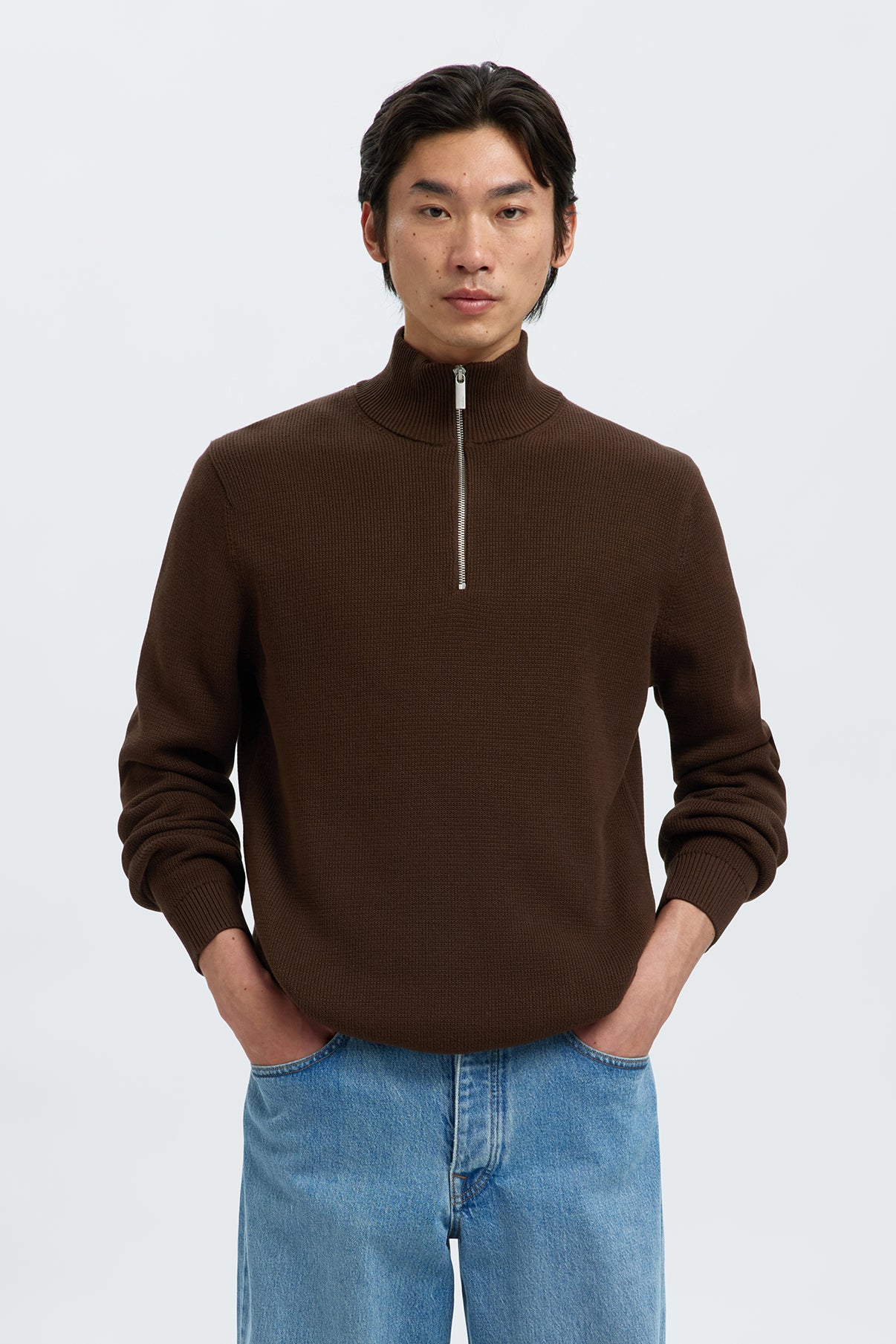 SELECTED HOMME SLHDANE LS KNIT STRUCTURE HALF ZIP NOOS