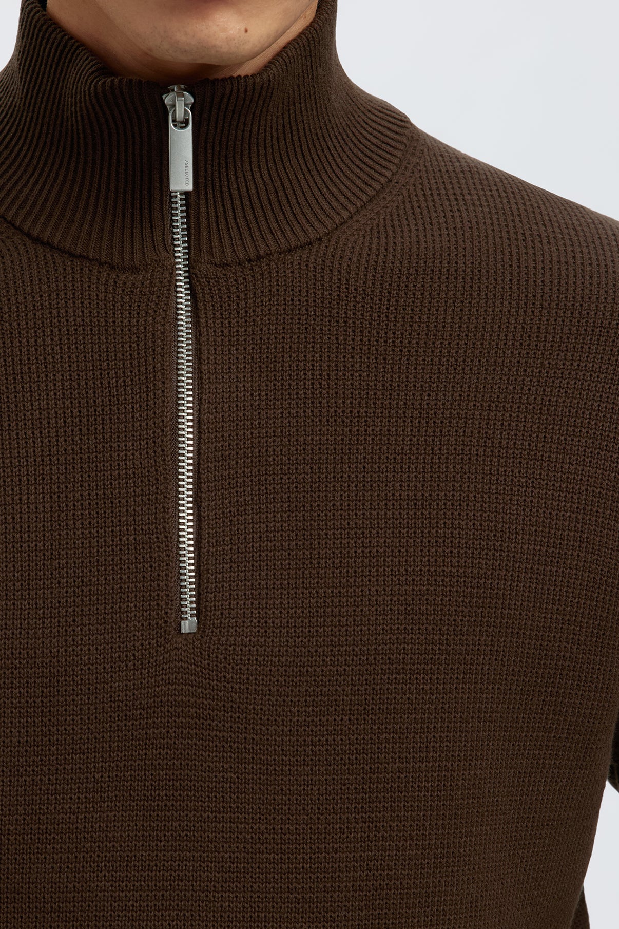 SELECTED HOMME SLHDANE LS KNIT STRUCTURE HALF ZIP NOOS