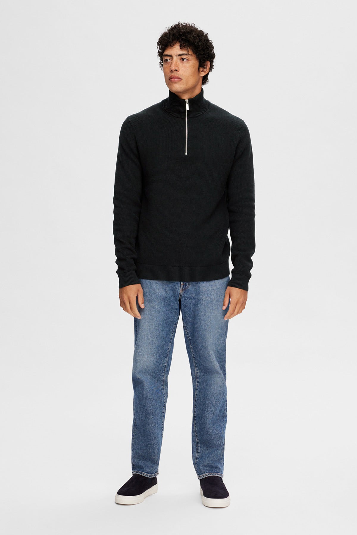 SELECTED HOMME SLHDANE LS KNIT STRUCTURE HALF ZIP NOOS