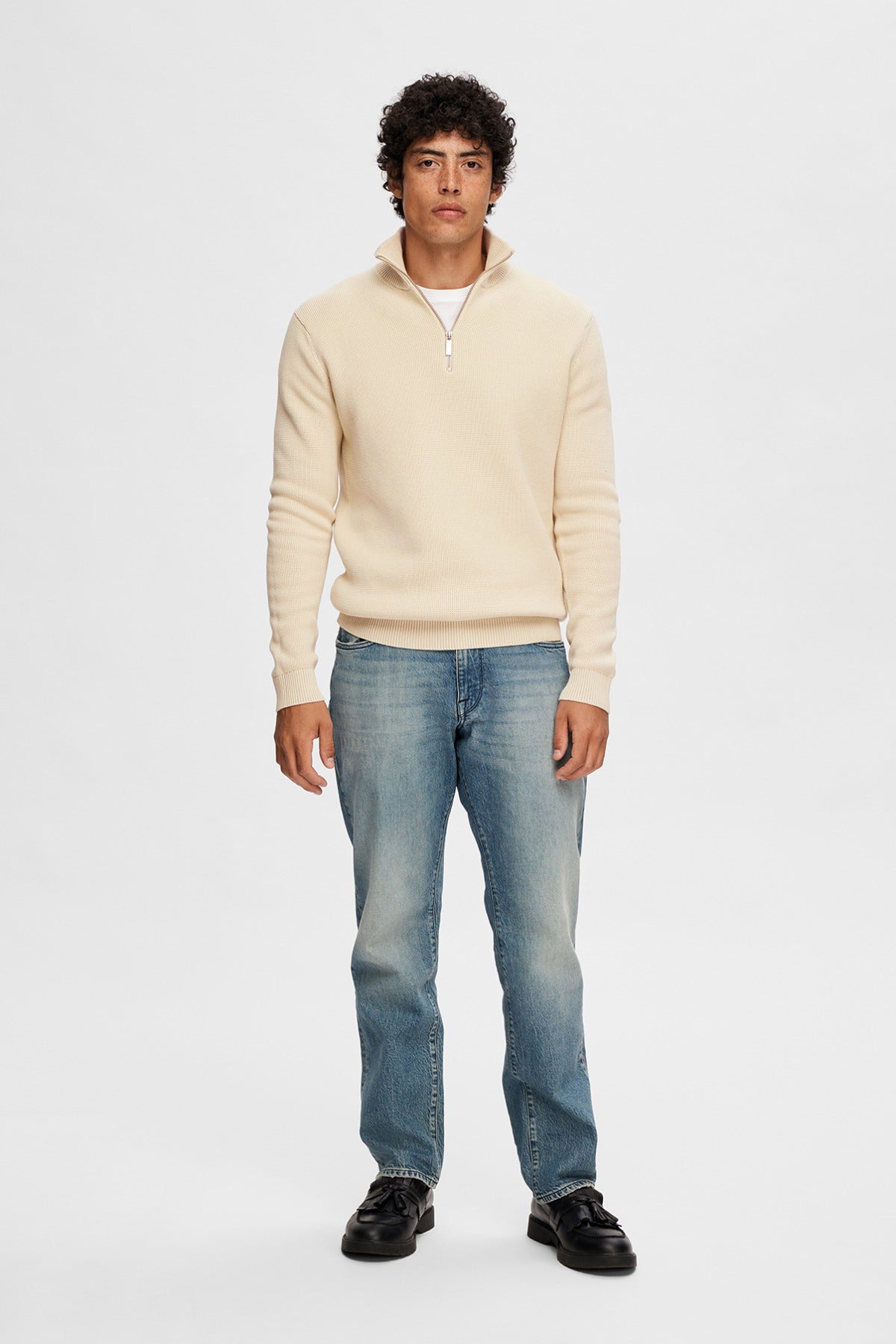 SELECTED HOMME SLHDANE LS KNIT STRUCTURE HALF ZIP NOOS
