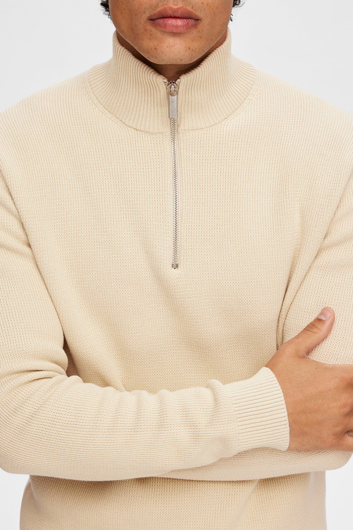 SELECTED HOMME SLHDANE LS KNIT STRUCTURE HALF ZIP NOOS