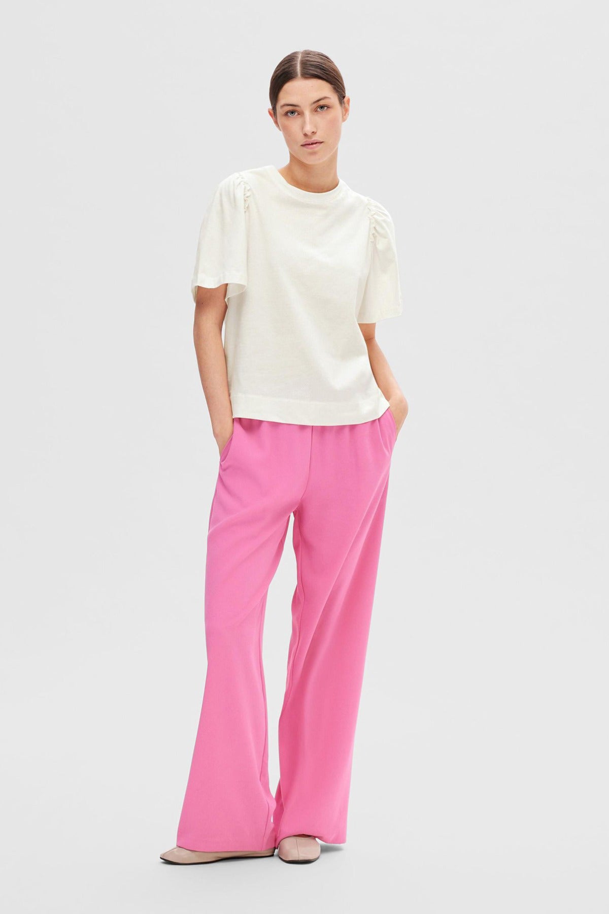 SELECTED FEMME SLFPENELOPE 2/4 RUFFLE TEE NOOS