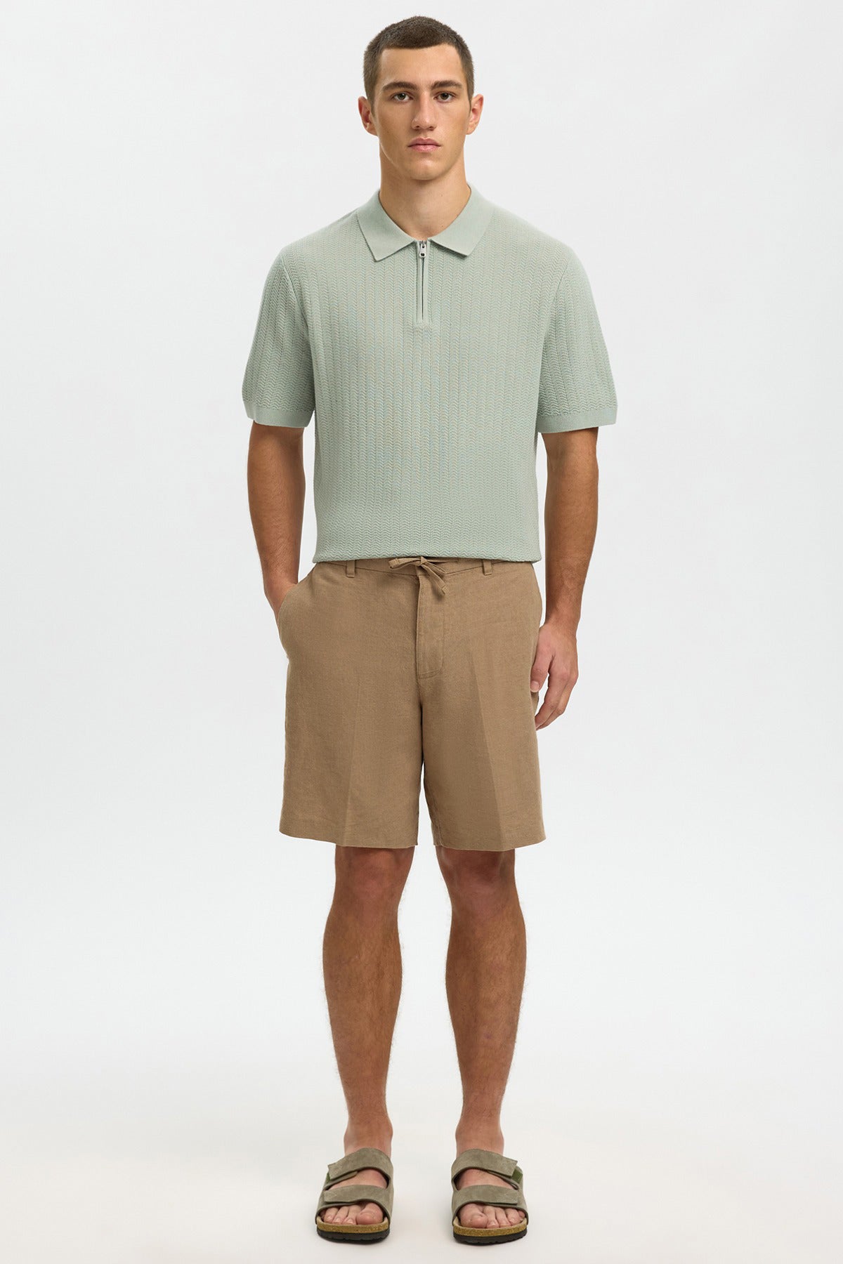 SLHCRAN - Kortærmet strik polo med zip