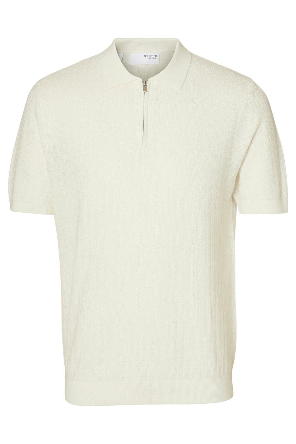 SELECTED HOMME SLHCRAN SS KNIT STRUCTURE ZIP POLO NOOS