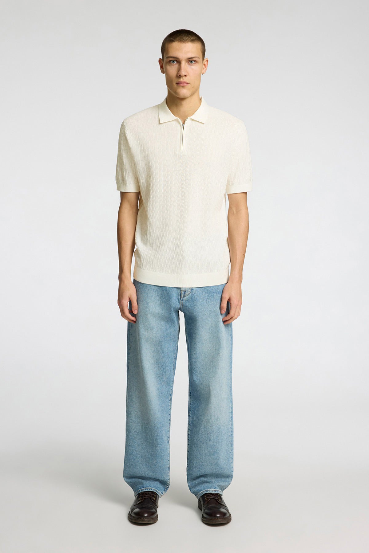 SLHCRAN - Kortærmet strik polo med zip