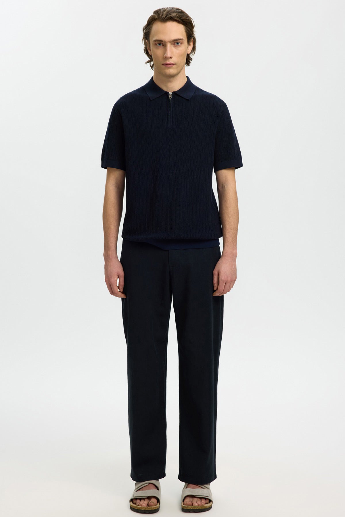 SLHCRAN - Kortærmet strik polo med zip