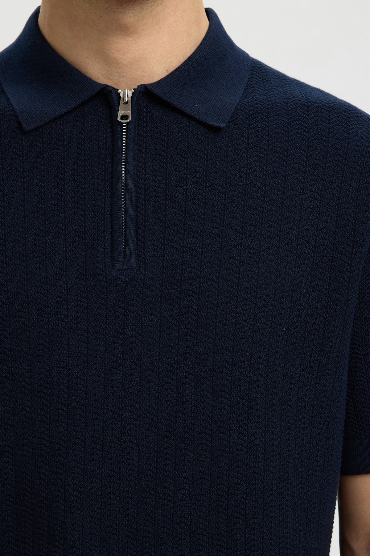 SLHCRAN - Kortærmet strik polo med zip