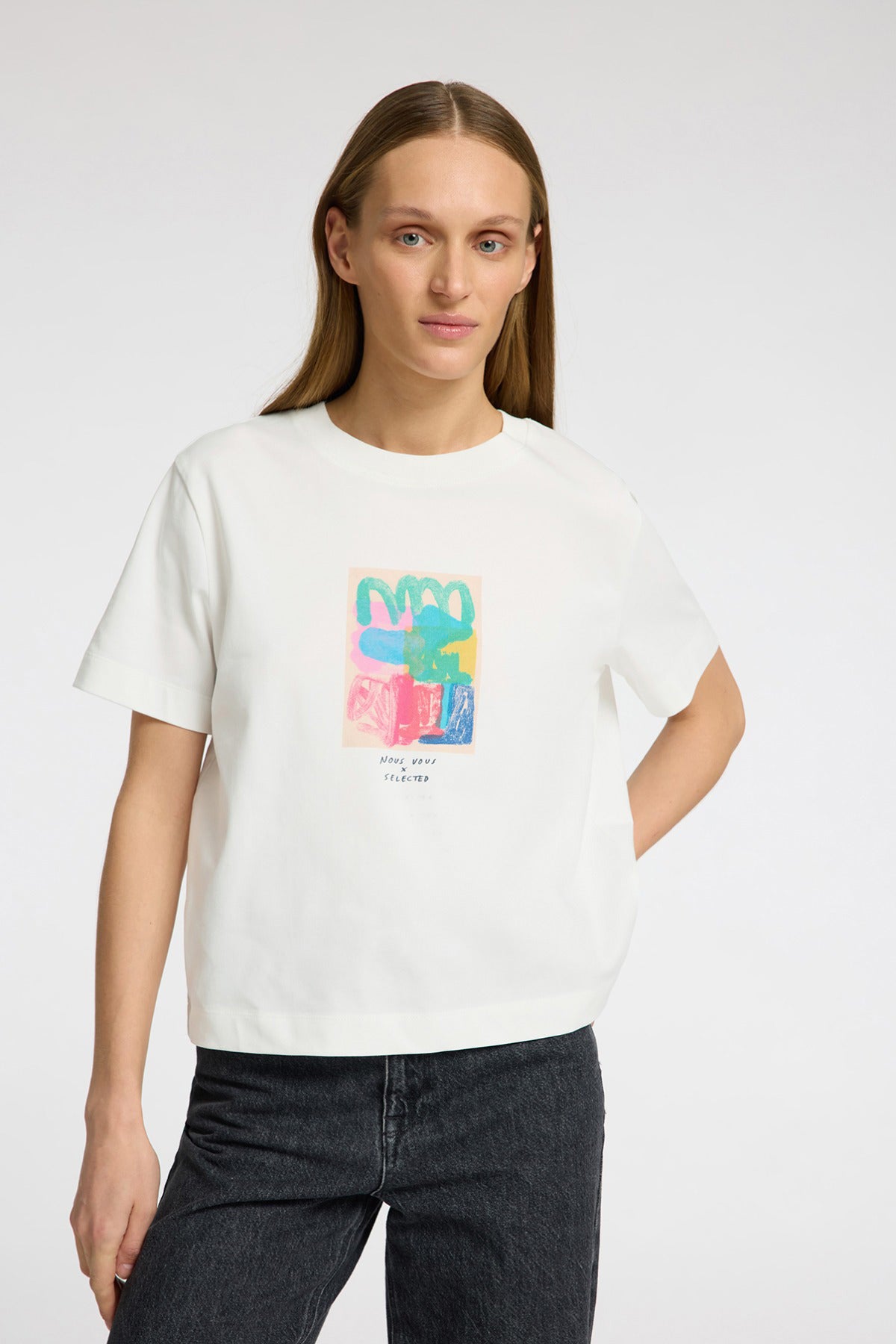 SELECTED FEMME SLFESSENTIAL SS BOXY PRINTED TEE