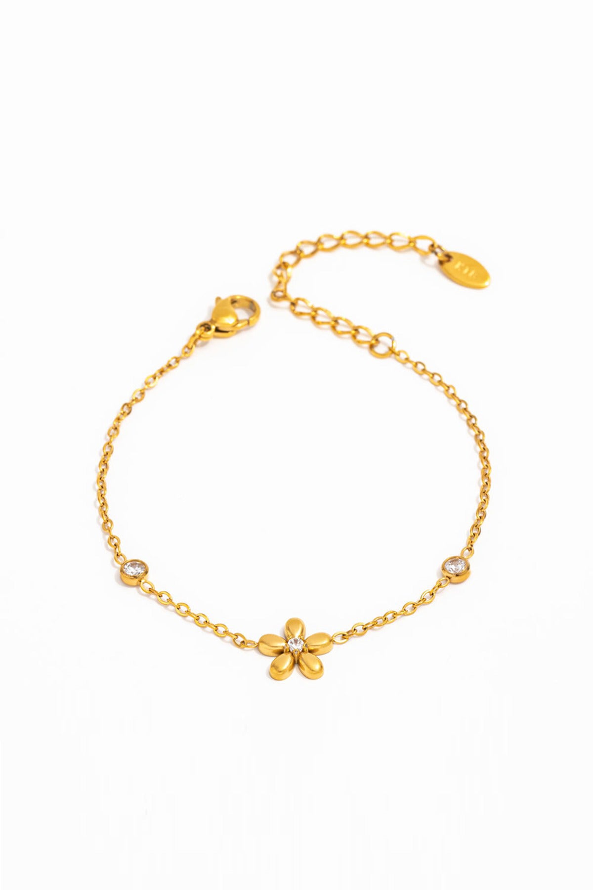 Lui Flower - Guld armbånd med blomst og sten
