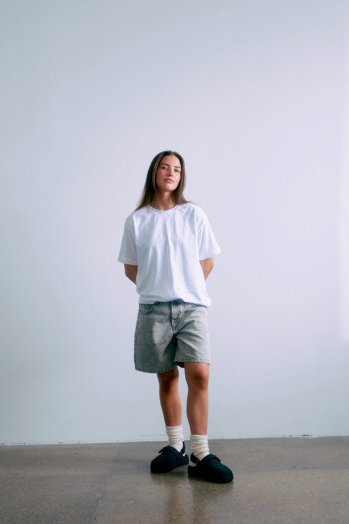 Grunt Girl GRGlori Mid-rise Cement Shorts