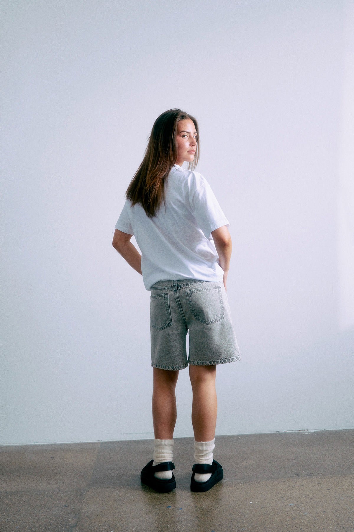 Grunt Girl GRGlori Mid-rise Cement Shorts