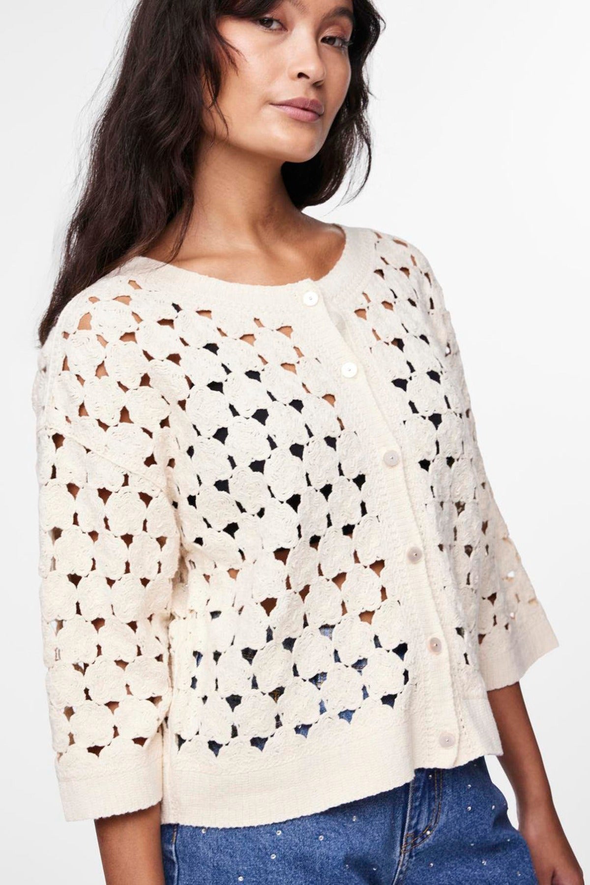 YAS YASHATTY 3/4 CROCHET CARDIGAN