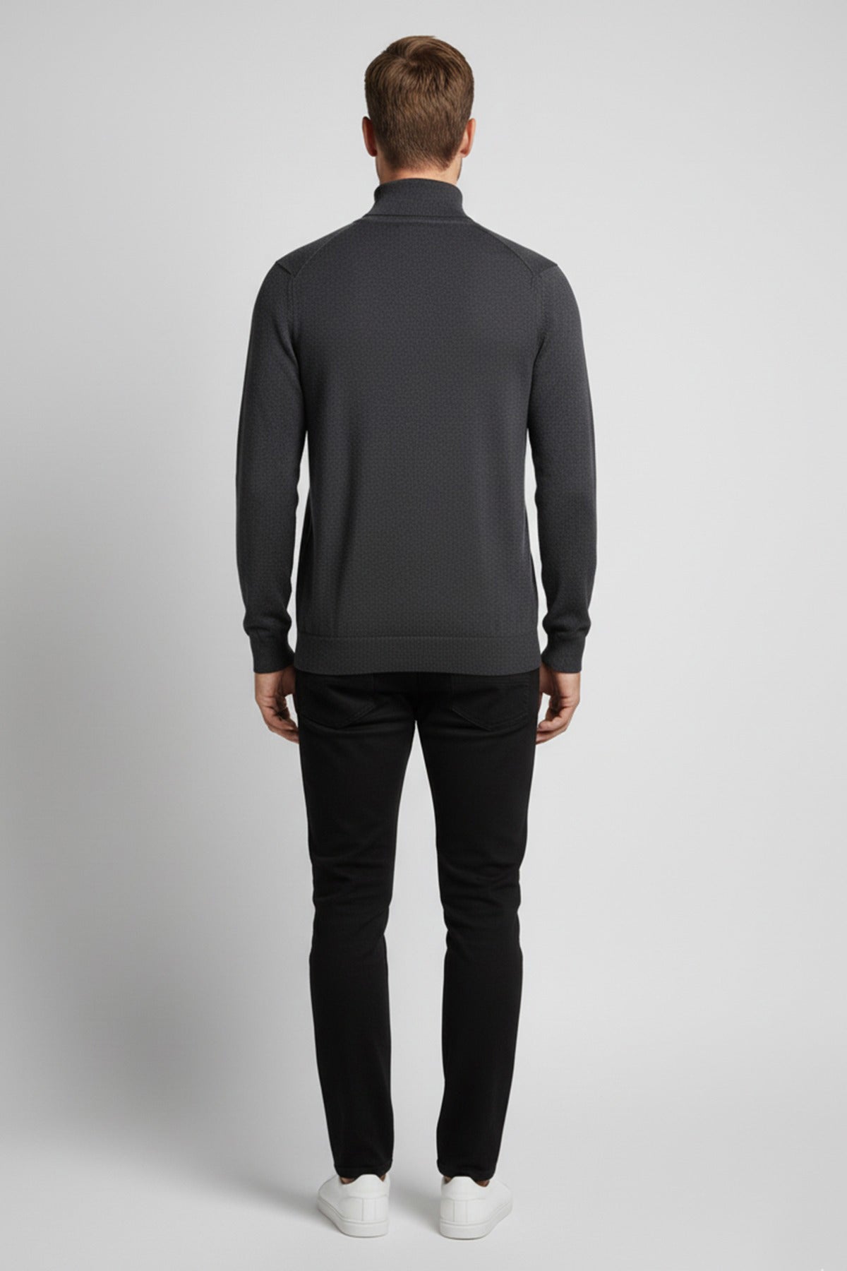 Langærmet rullekrave strik i bomuldsblanding