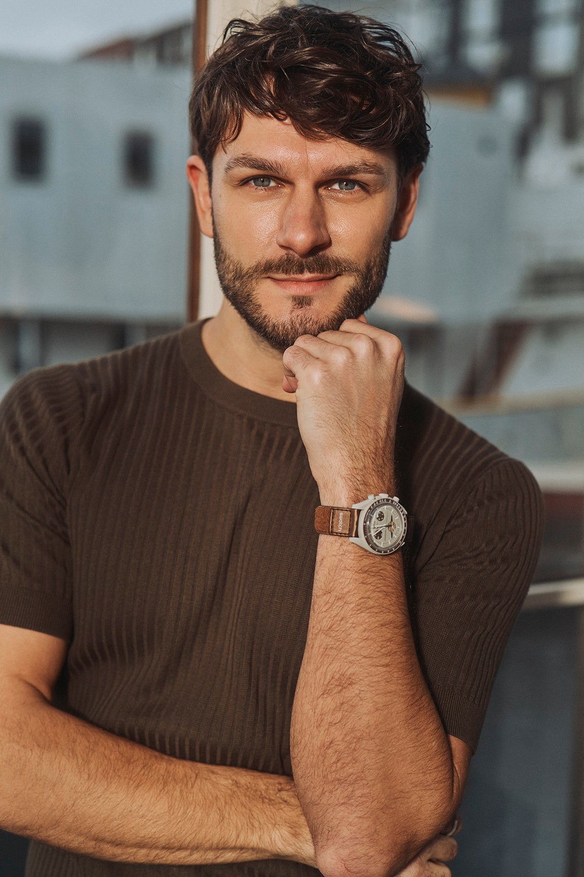 Poul SS - Kortærmet strik polo med ribstruktur