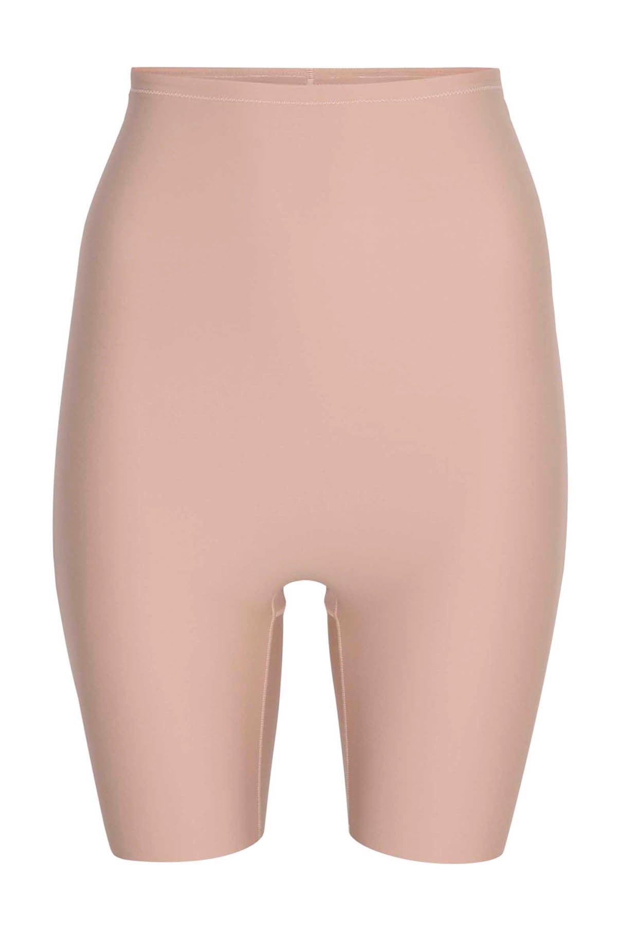 Nude shapewear shorts with high waist and smooth finish.