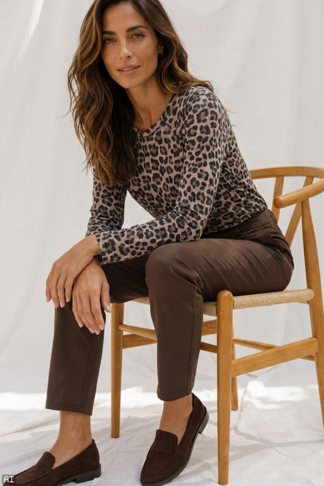 MdcElissa - Langærmet bluse med leopardmønster