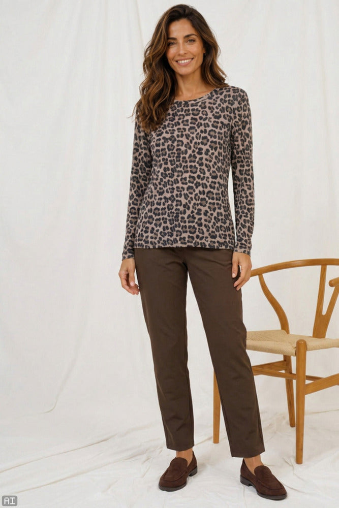 MdcElissa - Langærmet bluse med leopardmønster